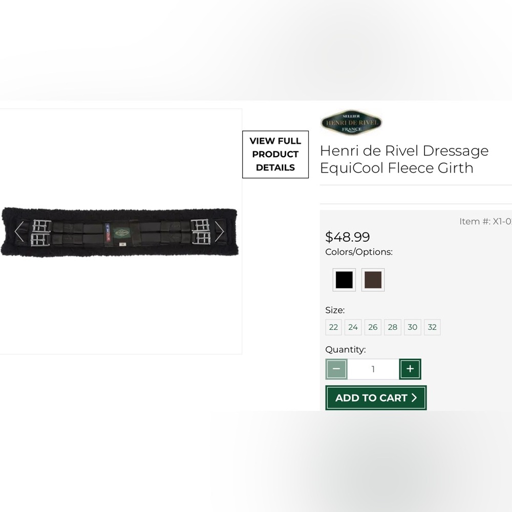 Black Dressage EquiCool Fleece Girth